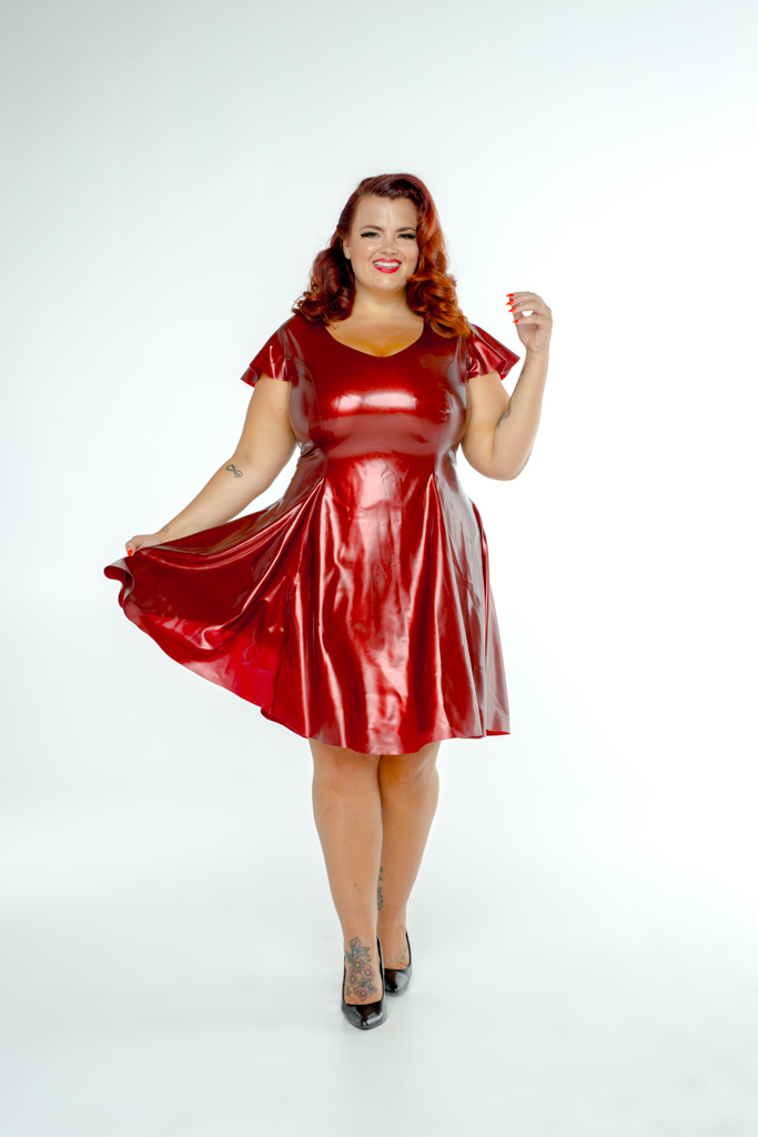 1I0A9825 FFFB x YG Cap sleeve skate dress in blood red with blush