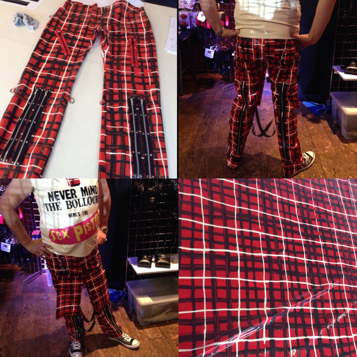 AQNA3274 Yummy Gummy Latex Red, Black and white tartan Latex