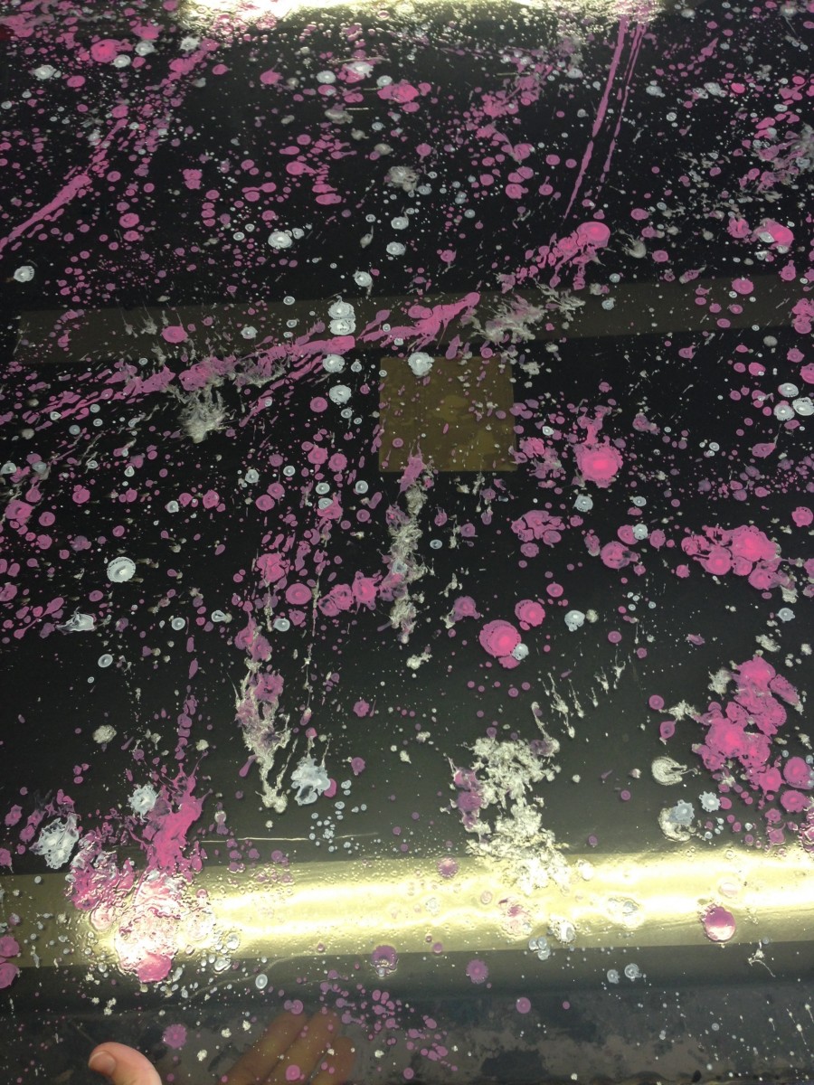 IMG_0225 Yummy Gummy Latex Splatter Latex, Pink and silver splatters on black