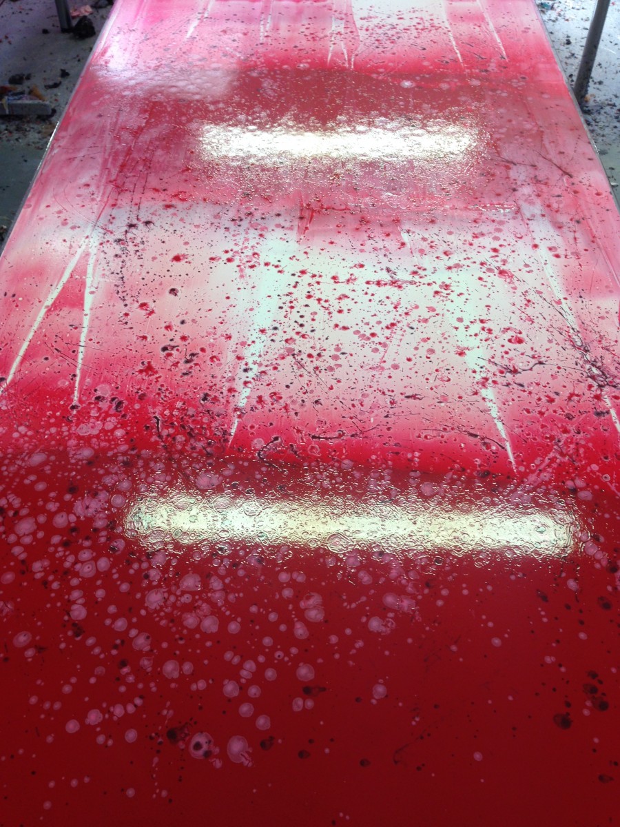 IMG_1432 Yummy Gummy Latex Red and white multi dip dye with splatters latex