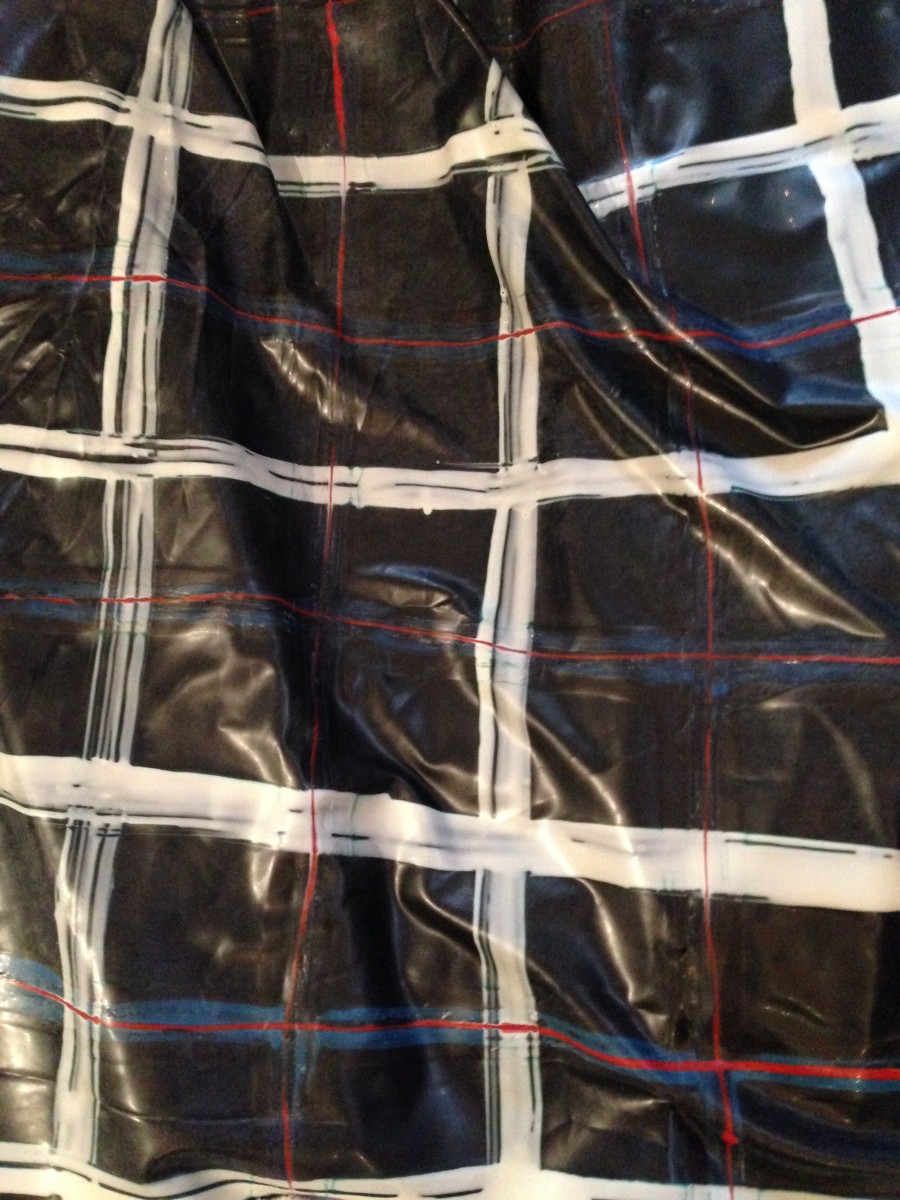 IMG_4286 Yummy Gummy Latex Dark Green, White, Blue and red tartan Latex