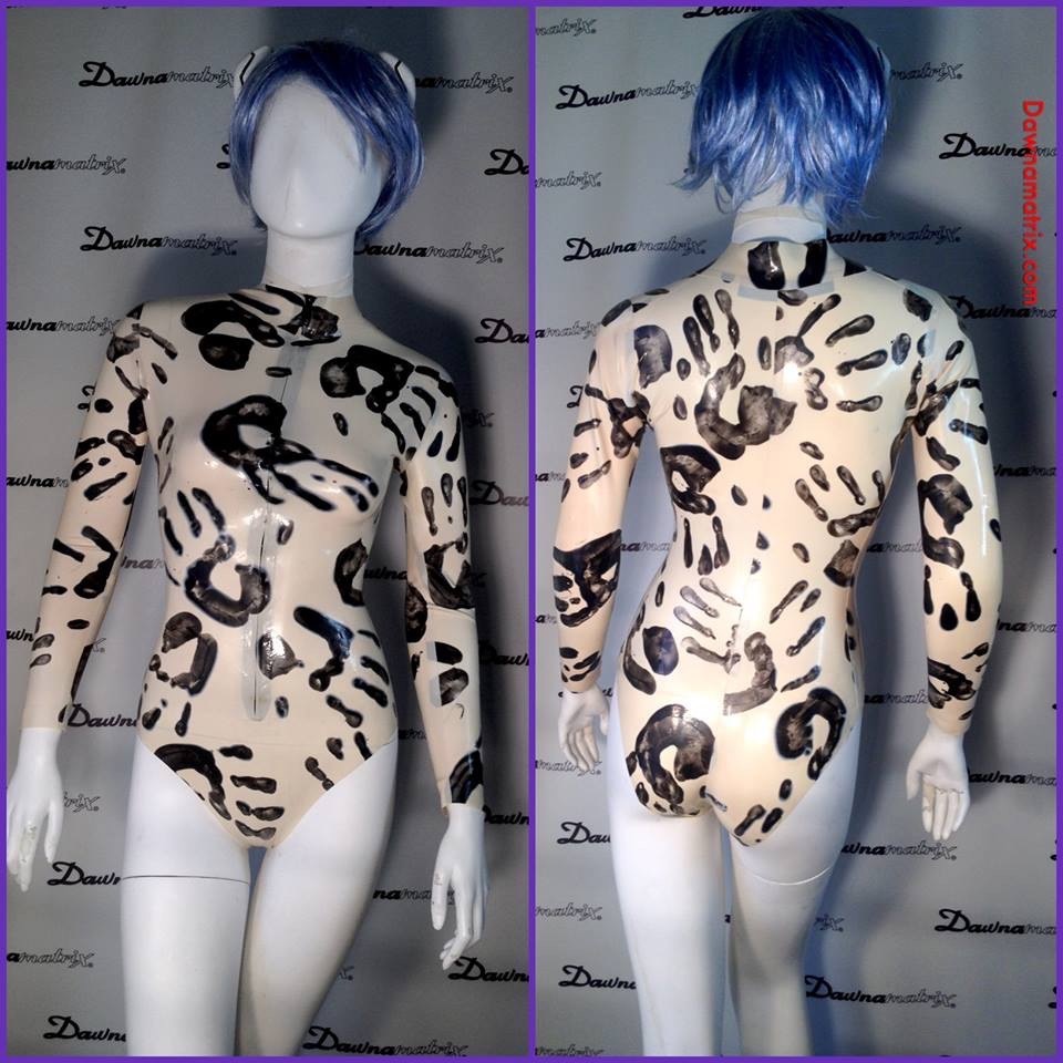 IMG_5928 Black on white hand print latex. Body Suit by Dawnamatrix