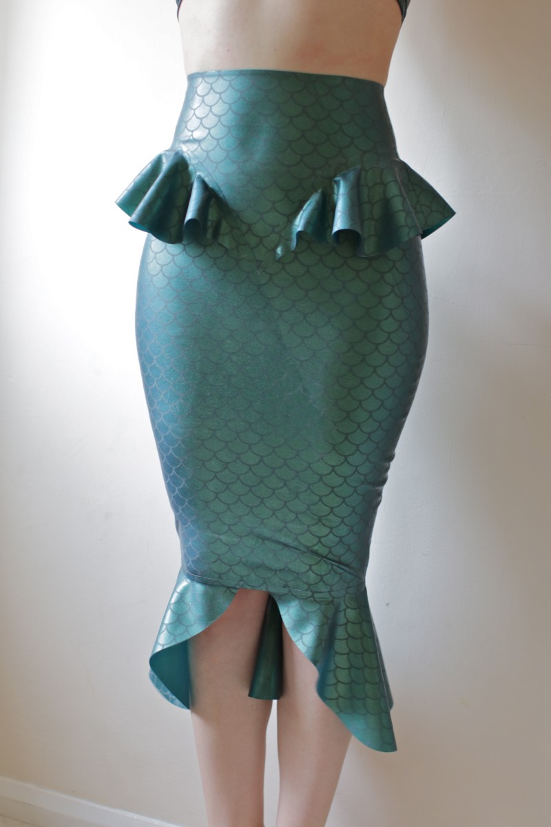 IMG_8777 Yummy Gummy Latex Mermaid Pencil Skirt in etched mermaid