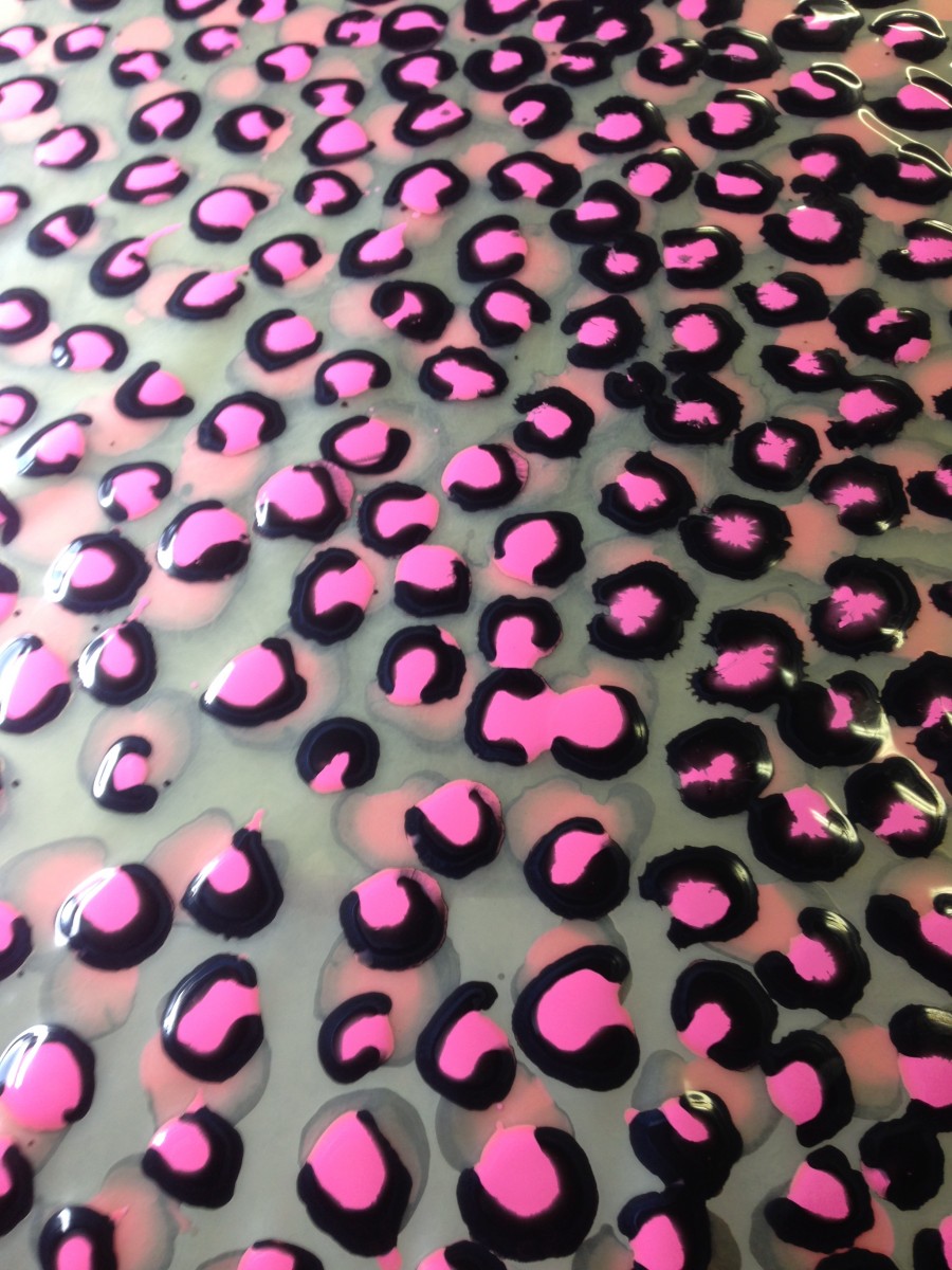 IMG_9228 Uv pink, black and clear C shaped leopard print latex