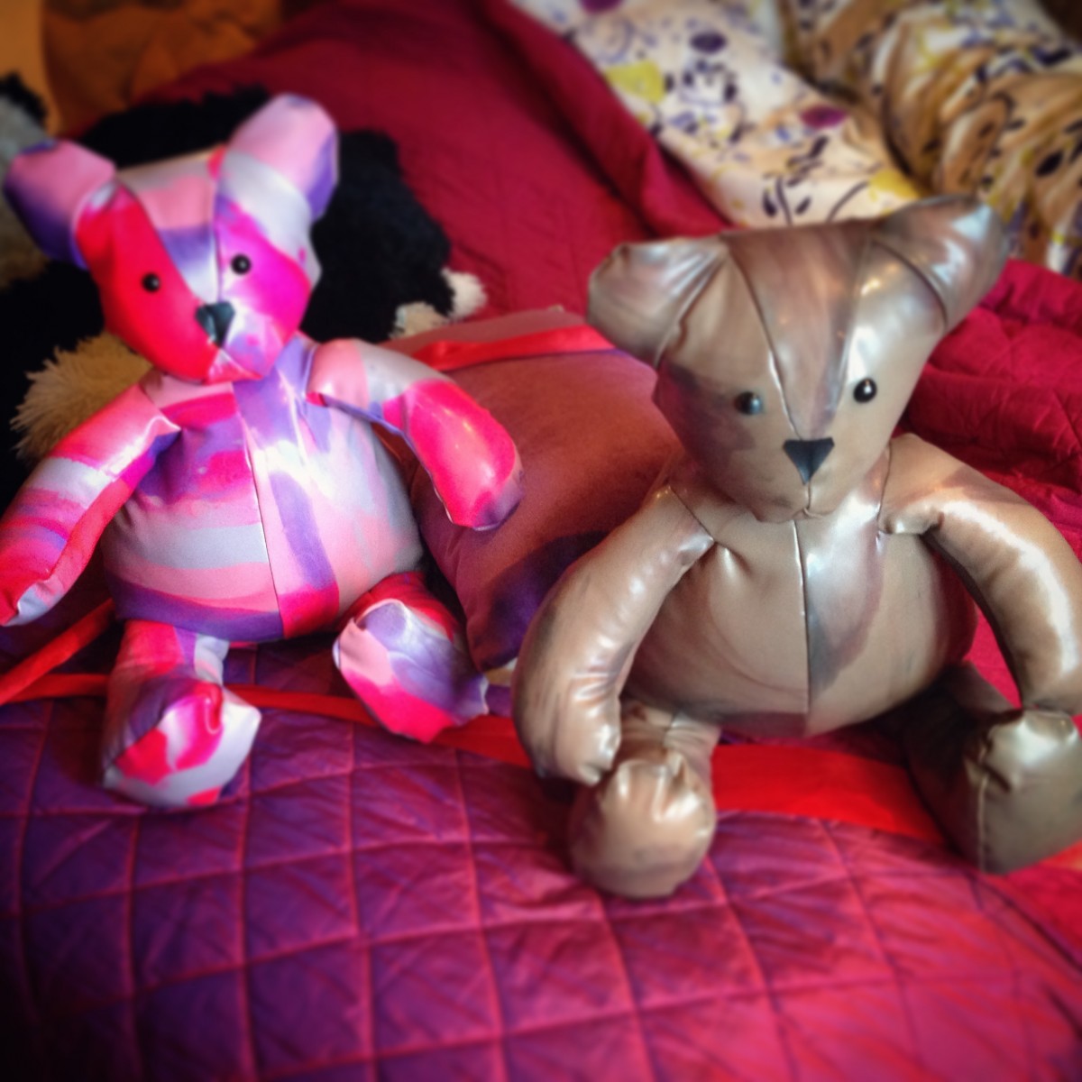 IMG_9318 Brown marble and pink marble yummy gummy latex teddy bear