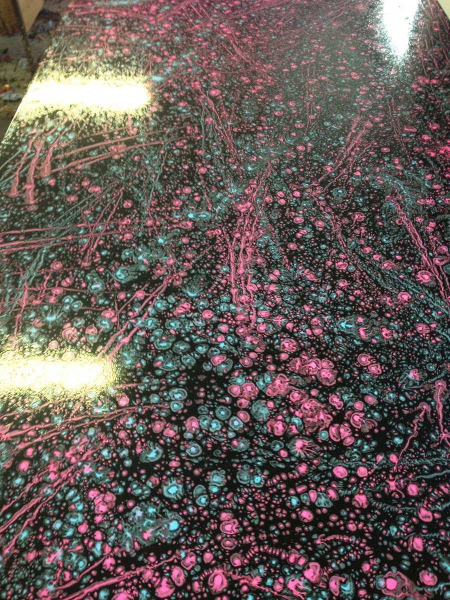 IMG_9946 Yummy Gummy Latex Splatter Latex, Pink and blue on black