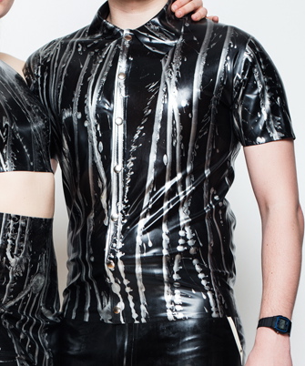 LATEX2878N Yummy Gummy Latex Black marble mens shirt
