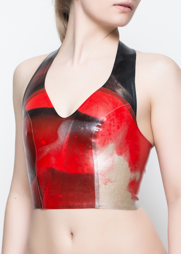 LATEX3024N Yummy Gummy Latex Red marble halter top