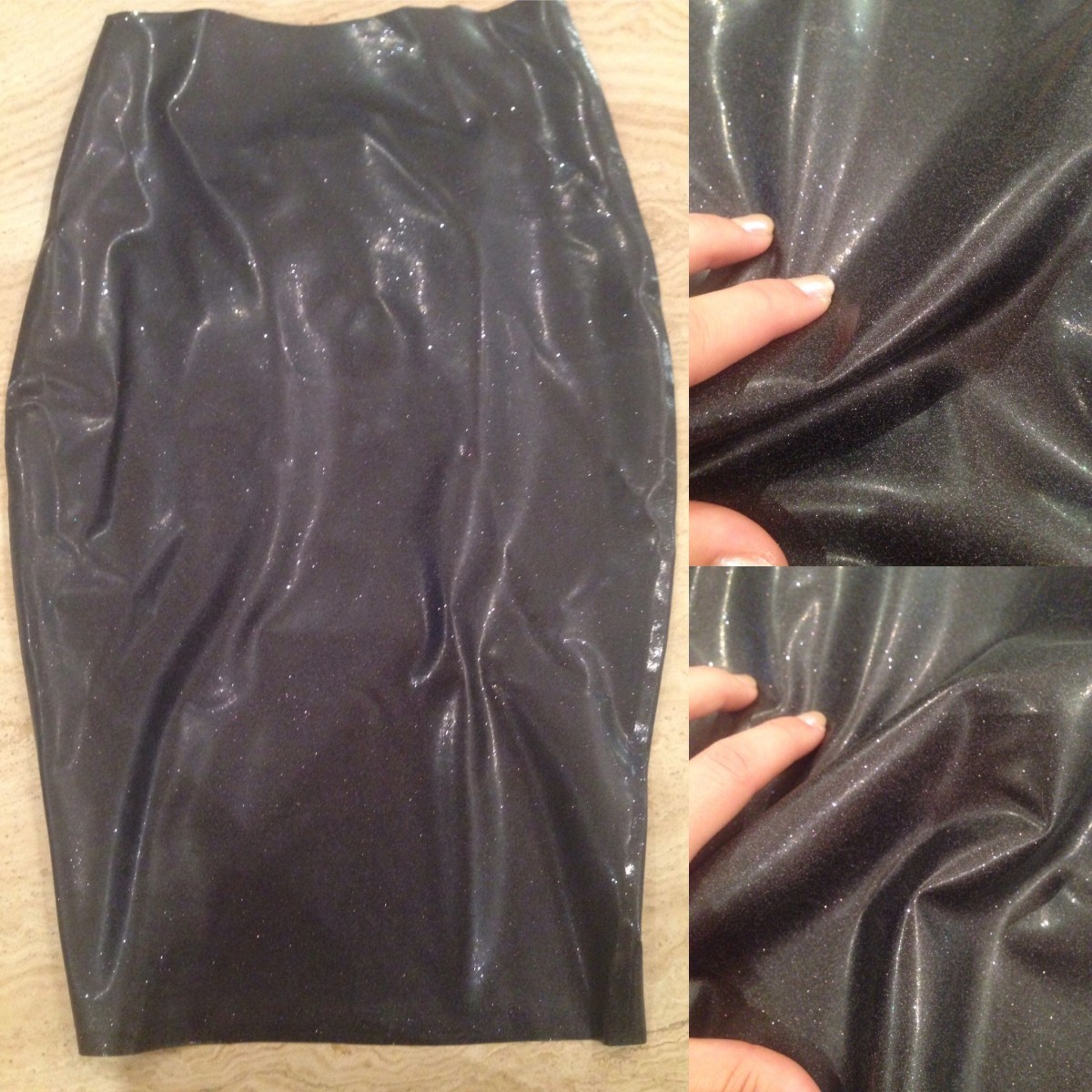 XTKM8362 Gun metal grey glitter latex pencil skirta