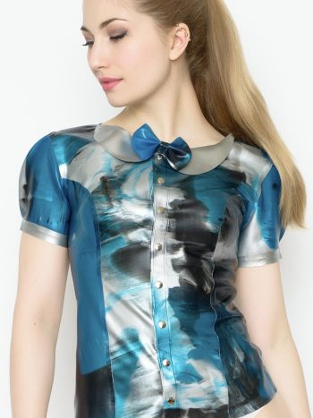 Yummy Gummy Latex Short sleeve blouse blue marble