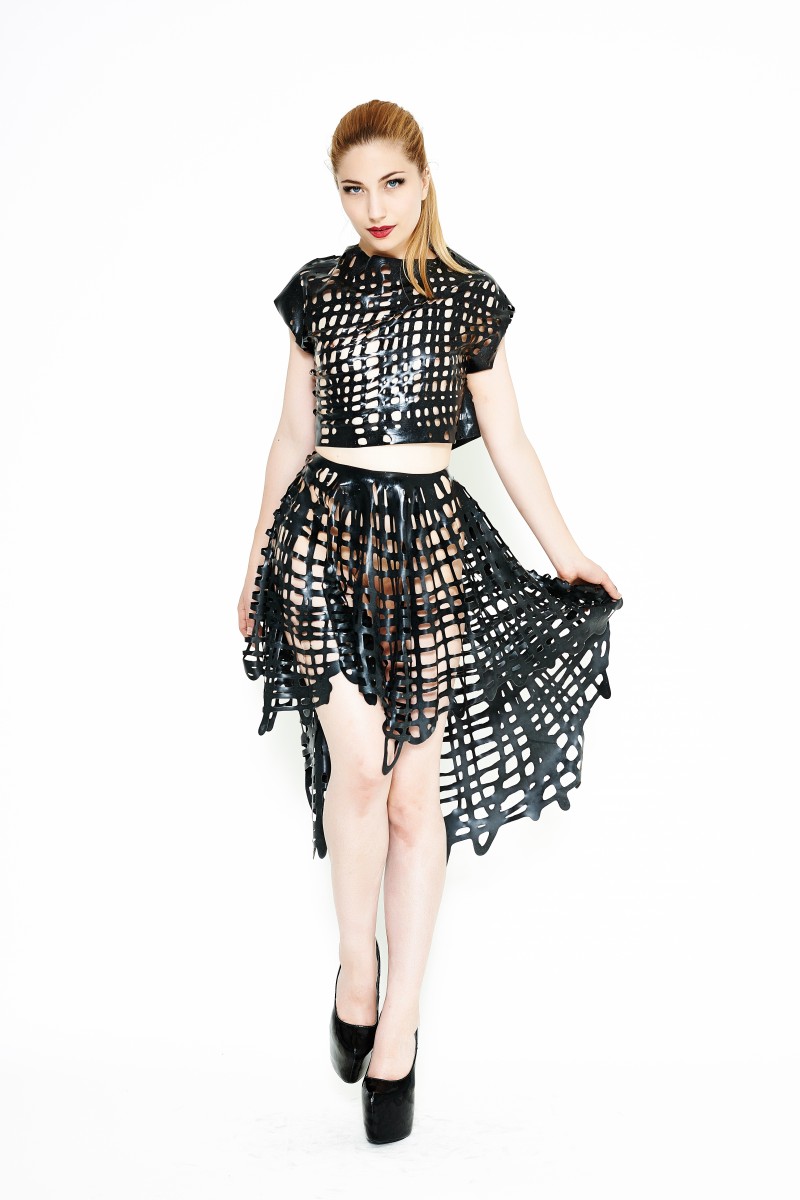 Yummy-Gummy01-1 Yummy Gummy Latex, Net Latex dip hem skirt and crop tshirt